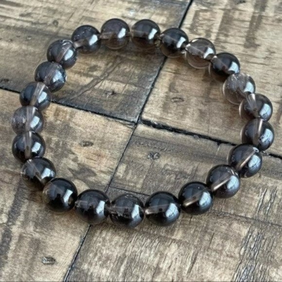 goddess zodiac Jewelry - 8mm Smokey Quartz Chakra Stretch Bracelet